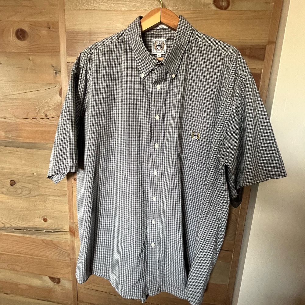 Cinch Short-Sleeve Button-Down Shirt - Black and White Check